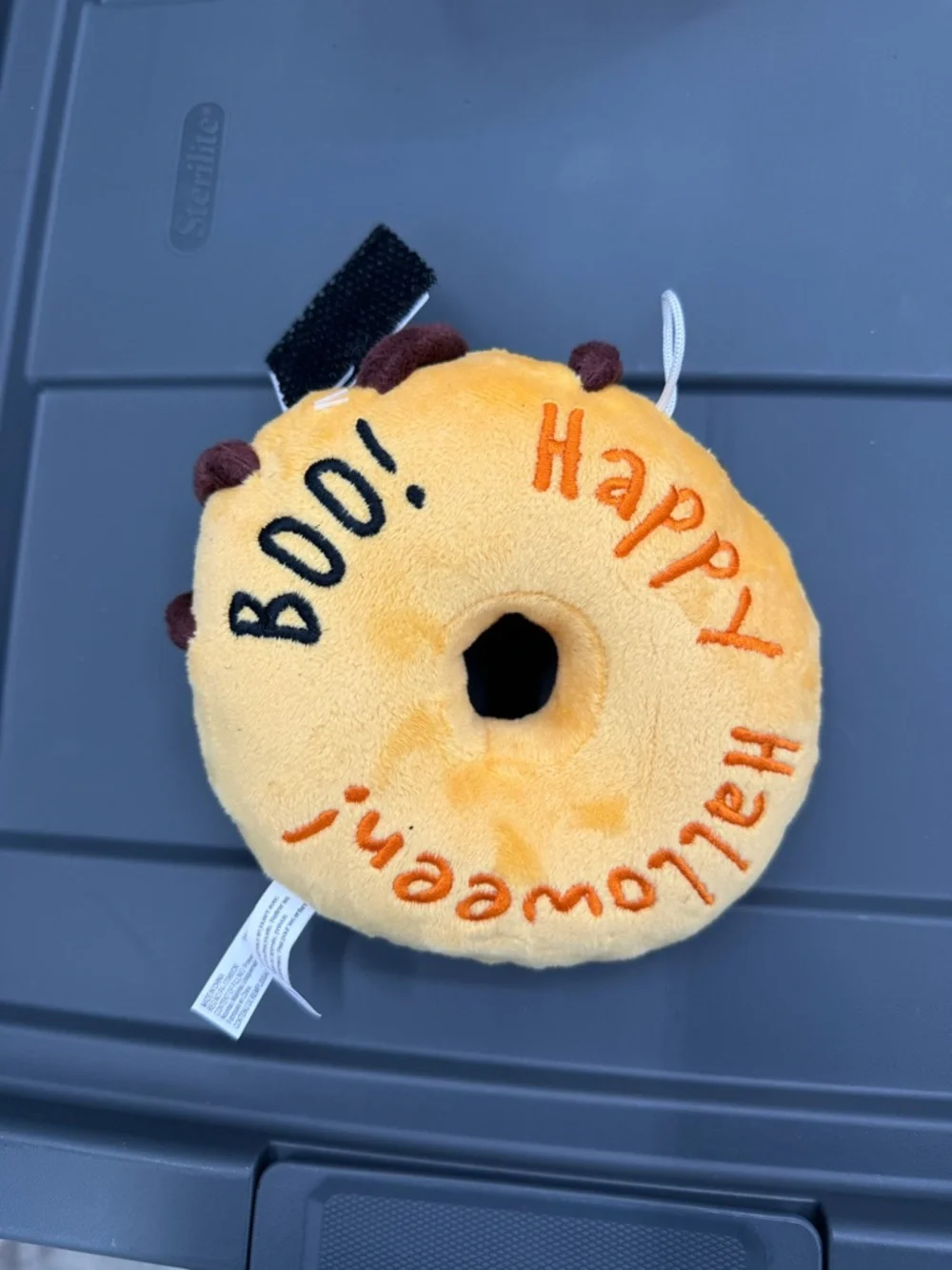 Plush Donut Toy with Brown Spider Accent